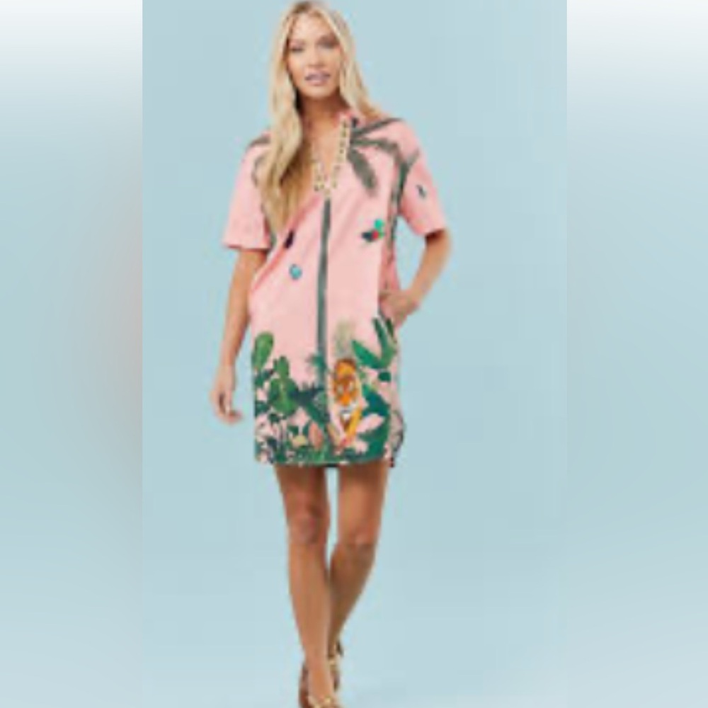 Sheridan French Rhodes dress in peach tiger - Picture 3 of 8